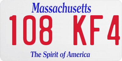 MA license plate 108KF4