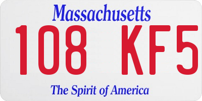MA license plate 108KF5