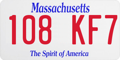 MA license plate 108KF7