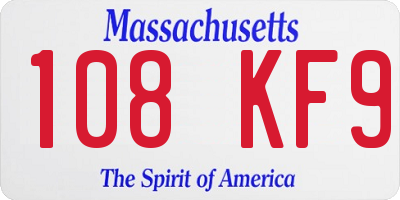 MA license plate 108KF9