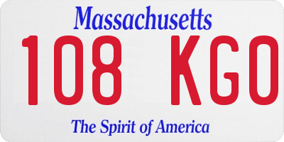 MA license plate 108KG0