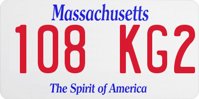 MA license plate 108KG2