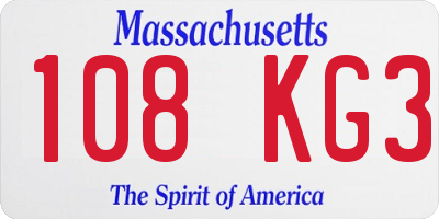 MA license plate 108KG3