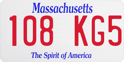 MA license plate 108KG5