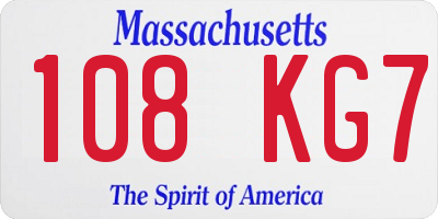 MA license plate 108KG7