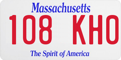 MA license plate 108KH0