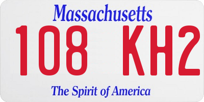 MA license plate 108KH2