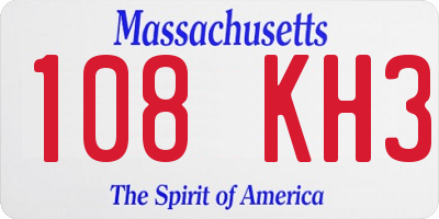 MA license plate 108KH3
