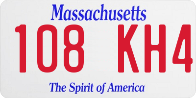 MA license plate 108KH4