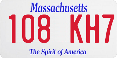 MA license plate 108KH7