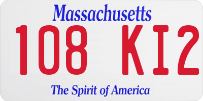 MA license plate 108KI2