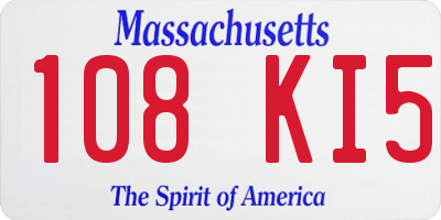 MA license plate 108KI5
