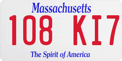 MA license plate 108KI7