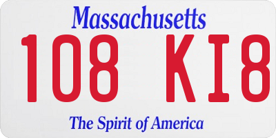 MA license plate 108KI8