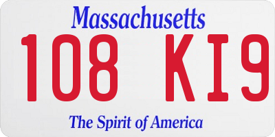 MA license plate 108KI9