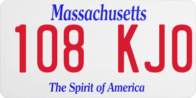 MA license plate 108KJ0