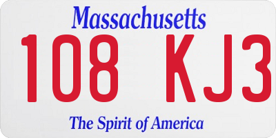 MA license plate 108KJ3