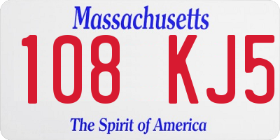 MA license plate 108KJ5