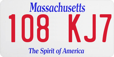 MA license plate 108KJ7