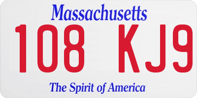 MA license plate 108KJ9