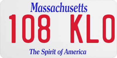 MA license plate 108KL0