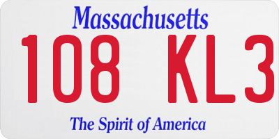 MA license plate 108KL3