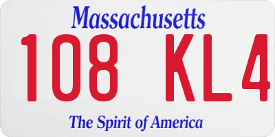 MA license plate 108KL4