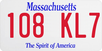 MA license plate 108KL7