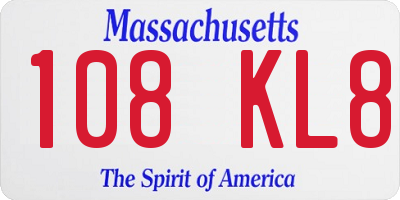 MA license plate 108KL8