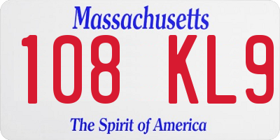 MA license plate 108KL9