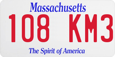 MA license plate 108KM3