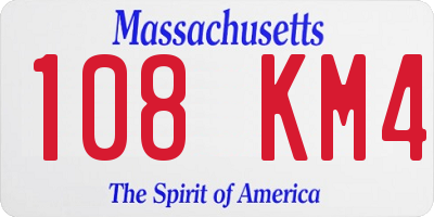 MA license plate 108KM4