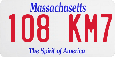MA license plate 108KM7
