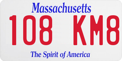 MA license plate 108KM8