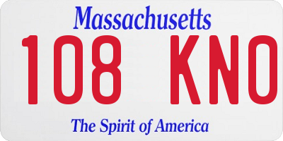 MA license plate 108KN0