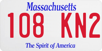 MA license plate 108KN2