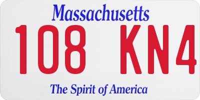 MA license plate 108KN4