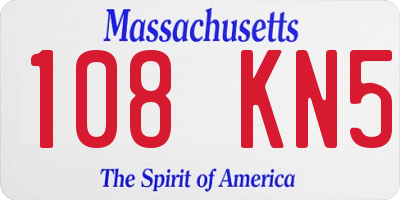 MA license plate 108KN5