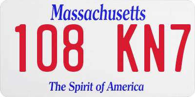 MA license plate 108KN7