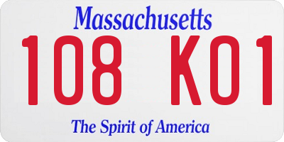 MA license plate 108KO1