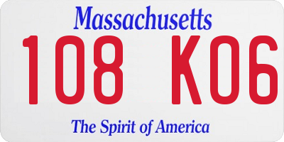 MA license plate 108KO6