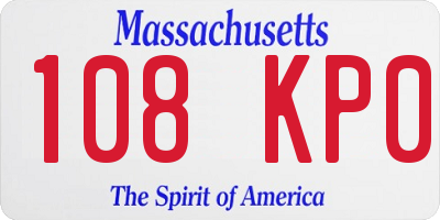 MA license plate 108KP0