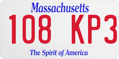 MA license plate 108KP3