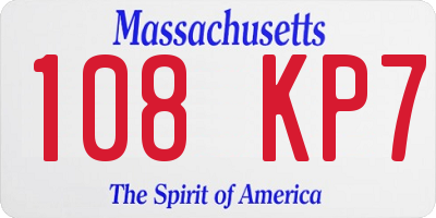 MA license plate 108KP7