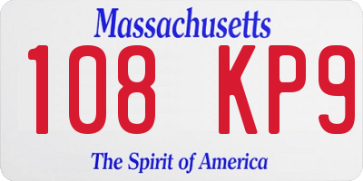 MA license plate 108KP9