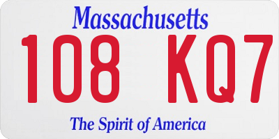 MA license plate 108KQ7
