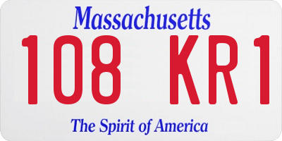 MA license plate 108KR1