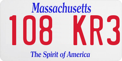 MA license plate 108KR3