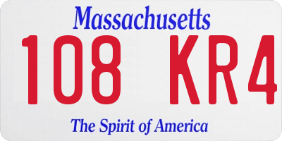 MA license plate 108KR4