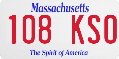 MA license plate 108KS0